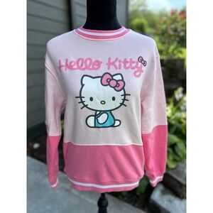 Sanrio Hello Kitty Sweatshirt Women XS Pink Colorblock Excellent Kawaii Graphic